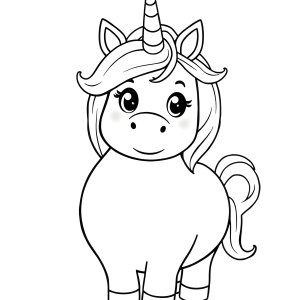 Chubby Unicorn Coloring Page coloring page for kids