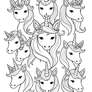 Coloring Page Of Unicorn Heads coloring page for kids