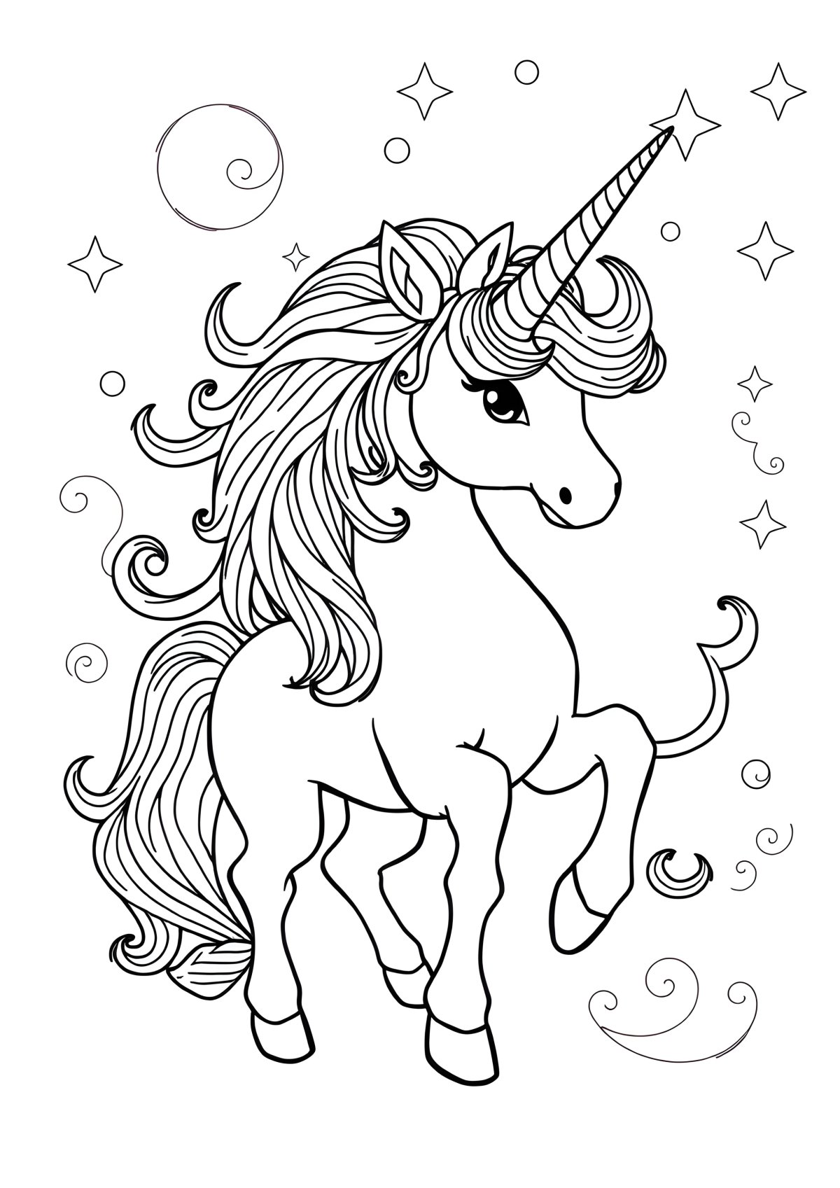 Hard Rainbow Unicorn Coloring Page coloring page for kids