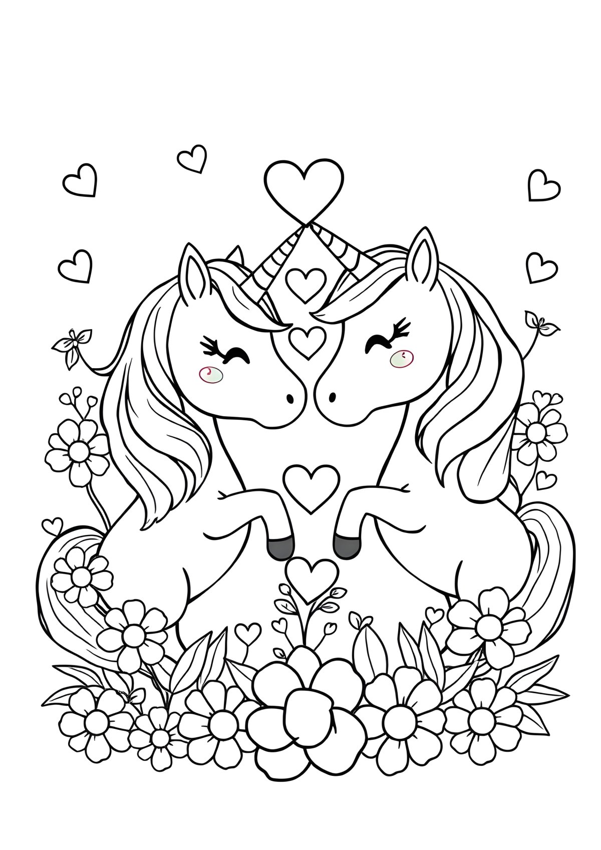 Unicorn Love Coloring Page coloring page for kids