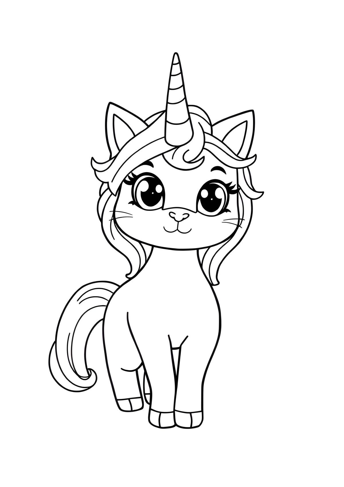 Cat Unicorn Coloring Page Printable coloring page for kids