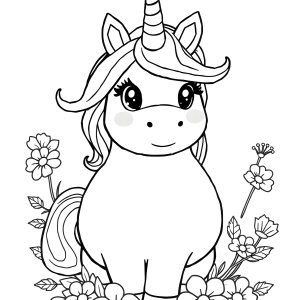 Cute Fat Unicorn Coloring Page coloring page for kids