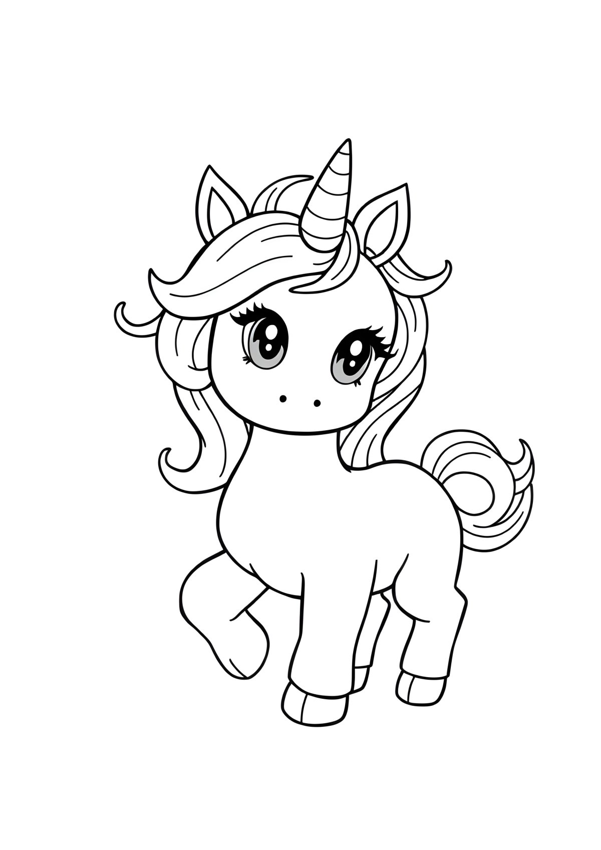 Printable Super Cute Cute Baby Unicorn Coloring Page coloring page for kids