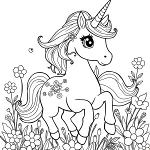Printable Unicorn Fancy Coloring Page coloring page for kids