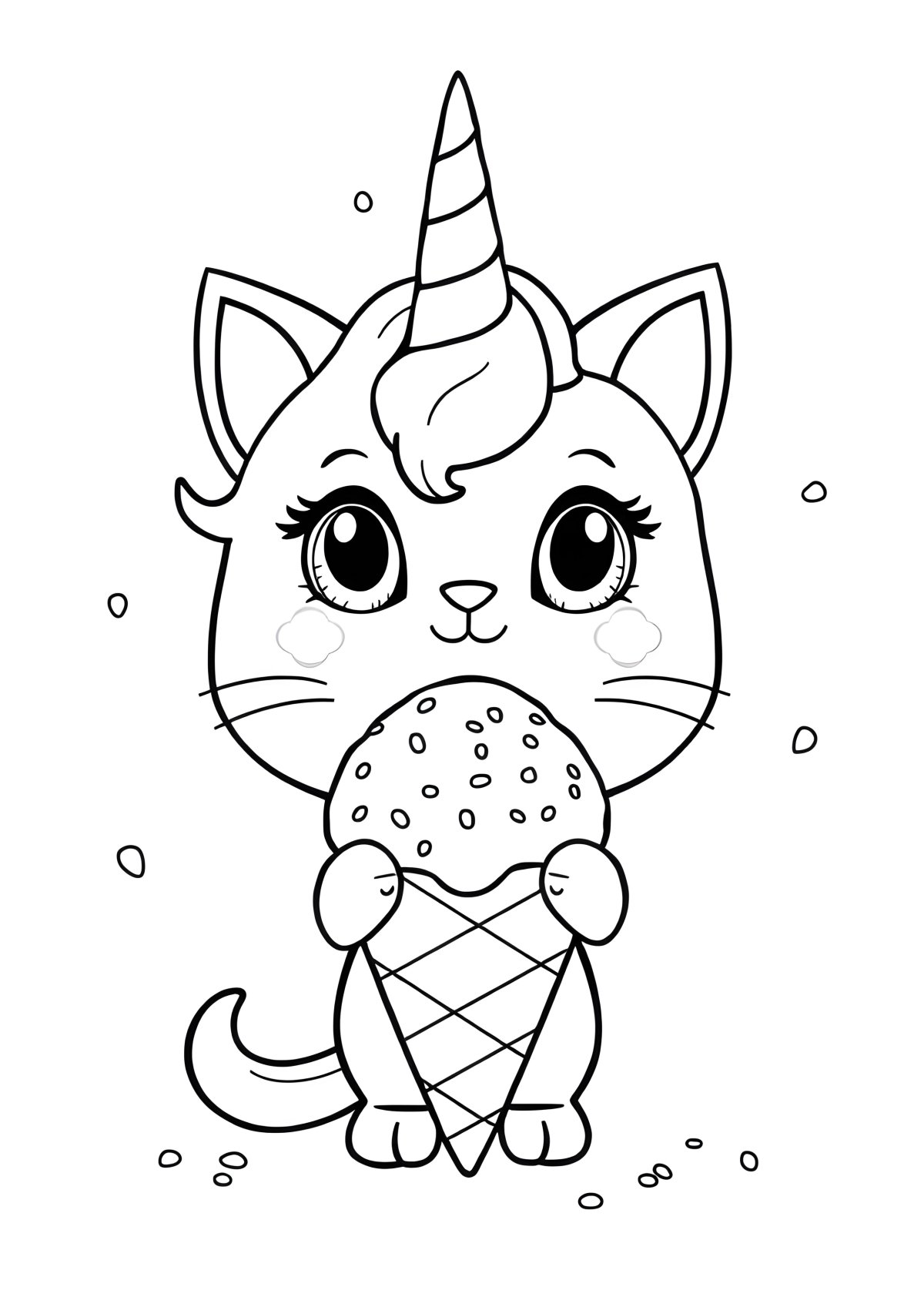 Cat Unicorn Ice Cream Coloring Page coloring page for kids