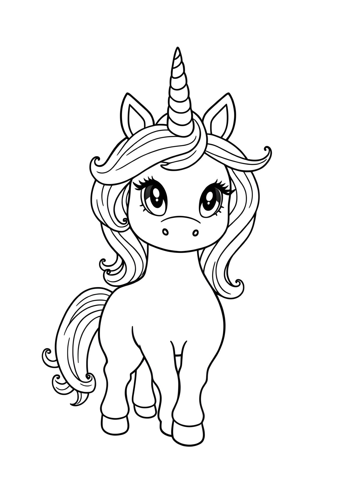 Hard Cute Printable Unicorn Coloring Page coloring page for kids