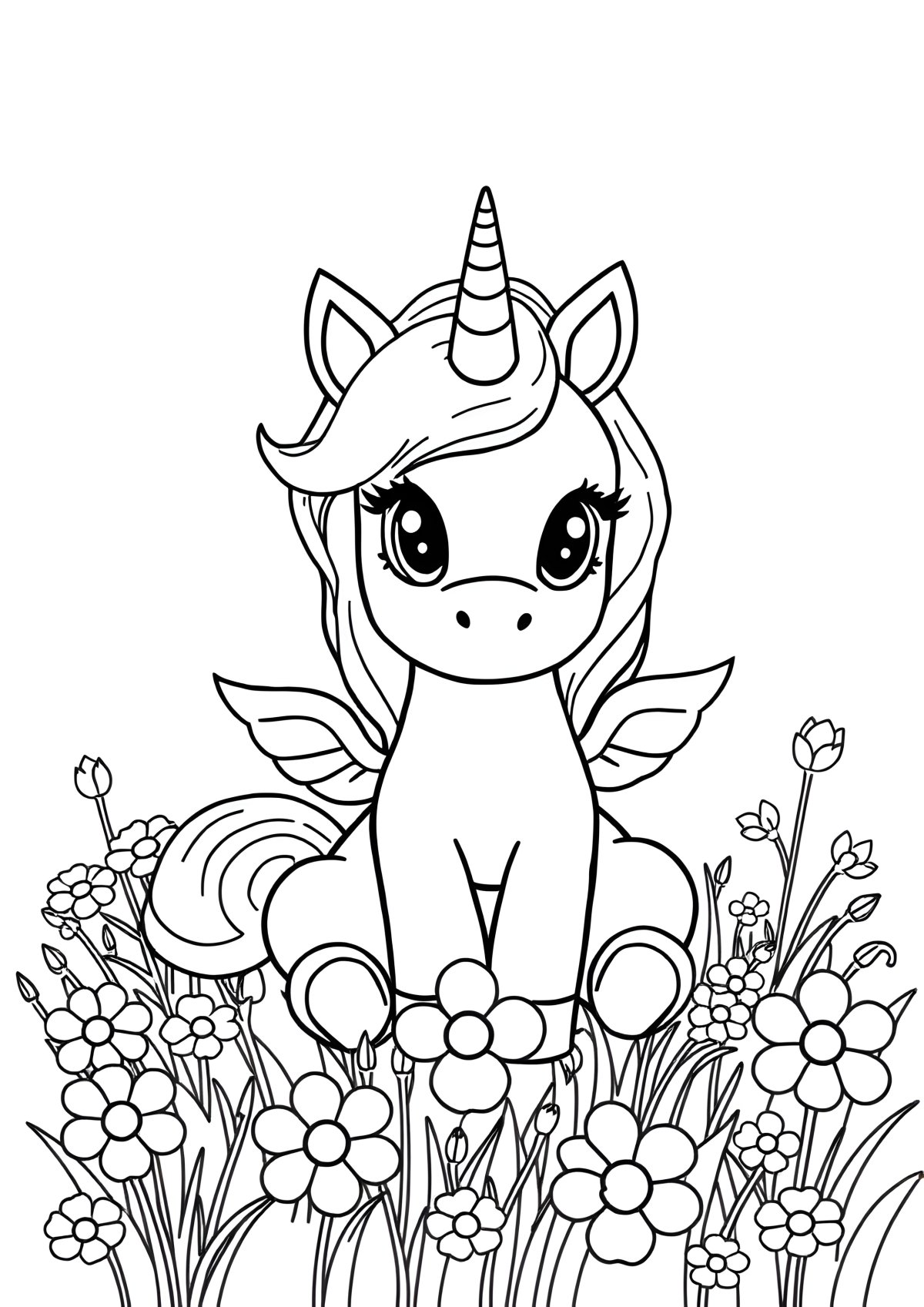 Adorable Baby Unicorn Coloring Page coloring page for kids