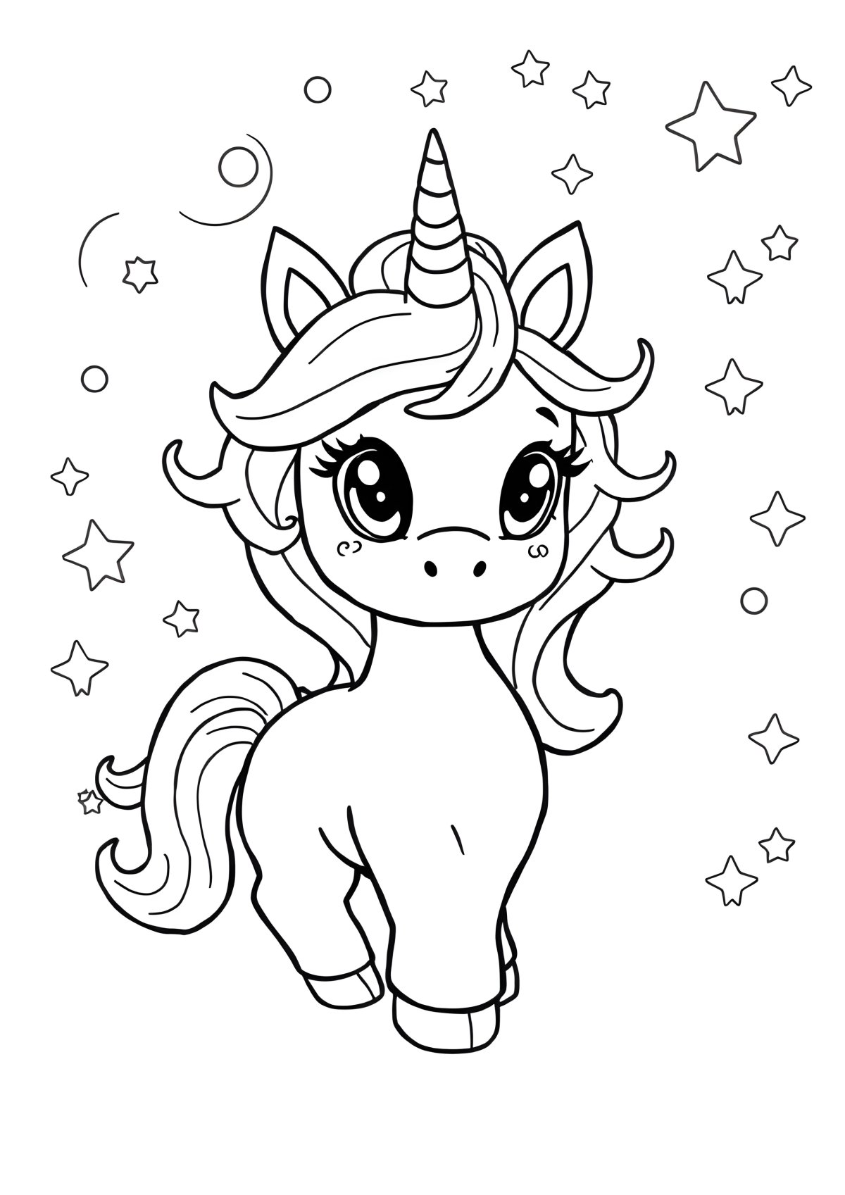 Adorable Cute Baby Unicorn Coloring Page coloring page for kids