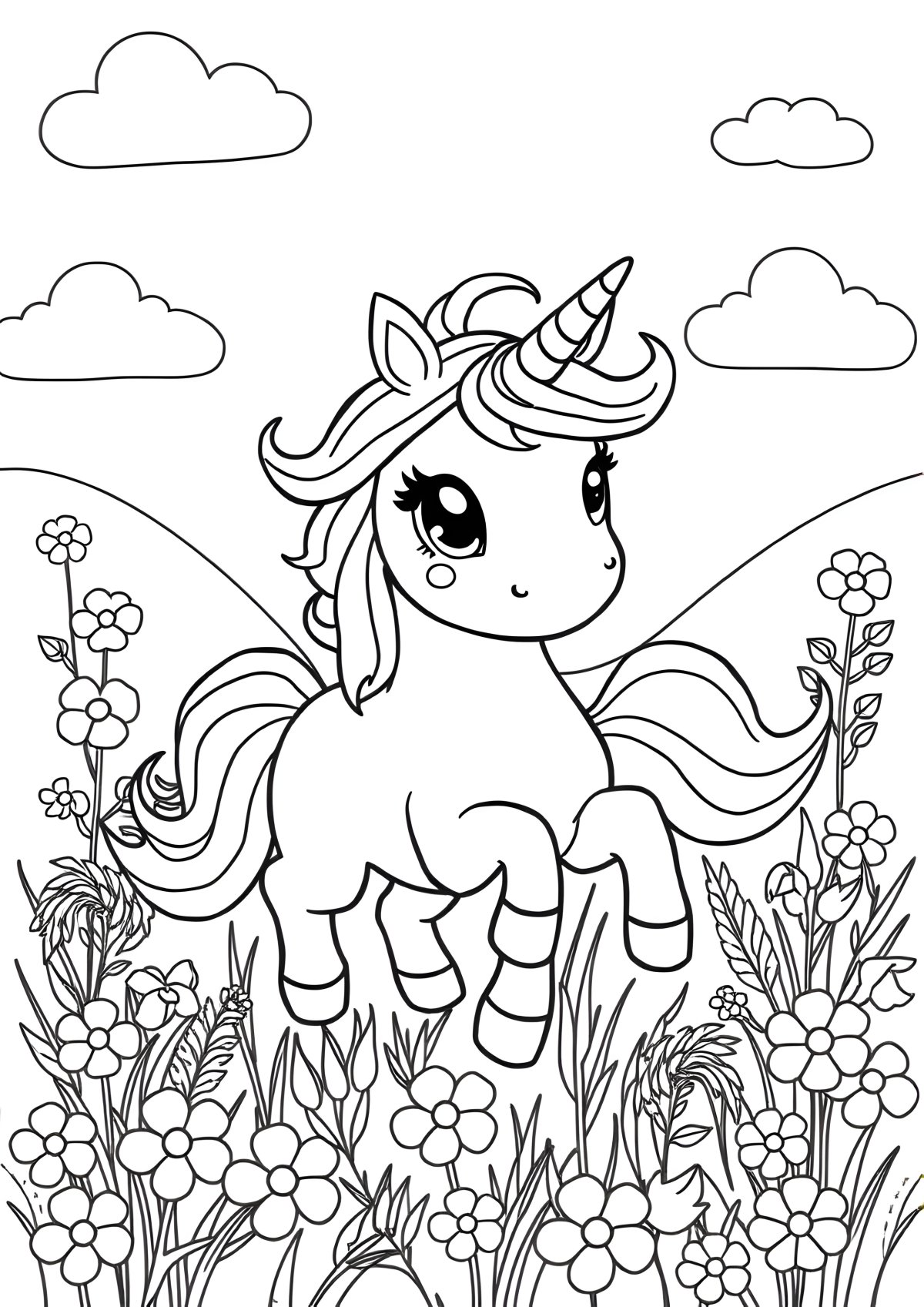Fantasy Unicorn Cute Printable Unicorn Coloring Page coloring page for kids