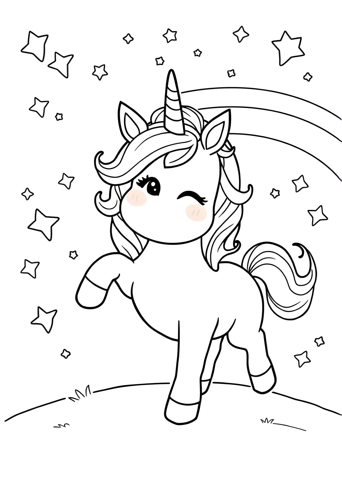 Printable Dabbing Unicorn Coloring Page coloring page for kids