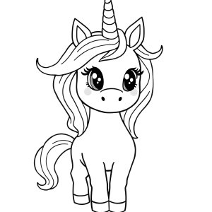 Adorable Easy Unicorn Coloring Page coloring page for kids