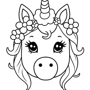 Easy Unicorn Face Coloring Page coloring page for kids