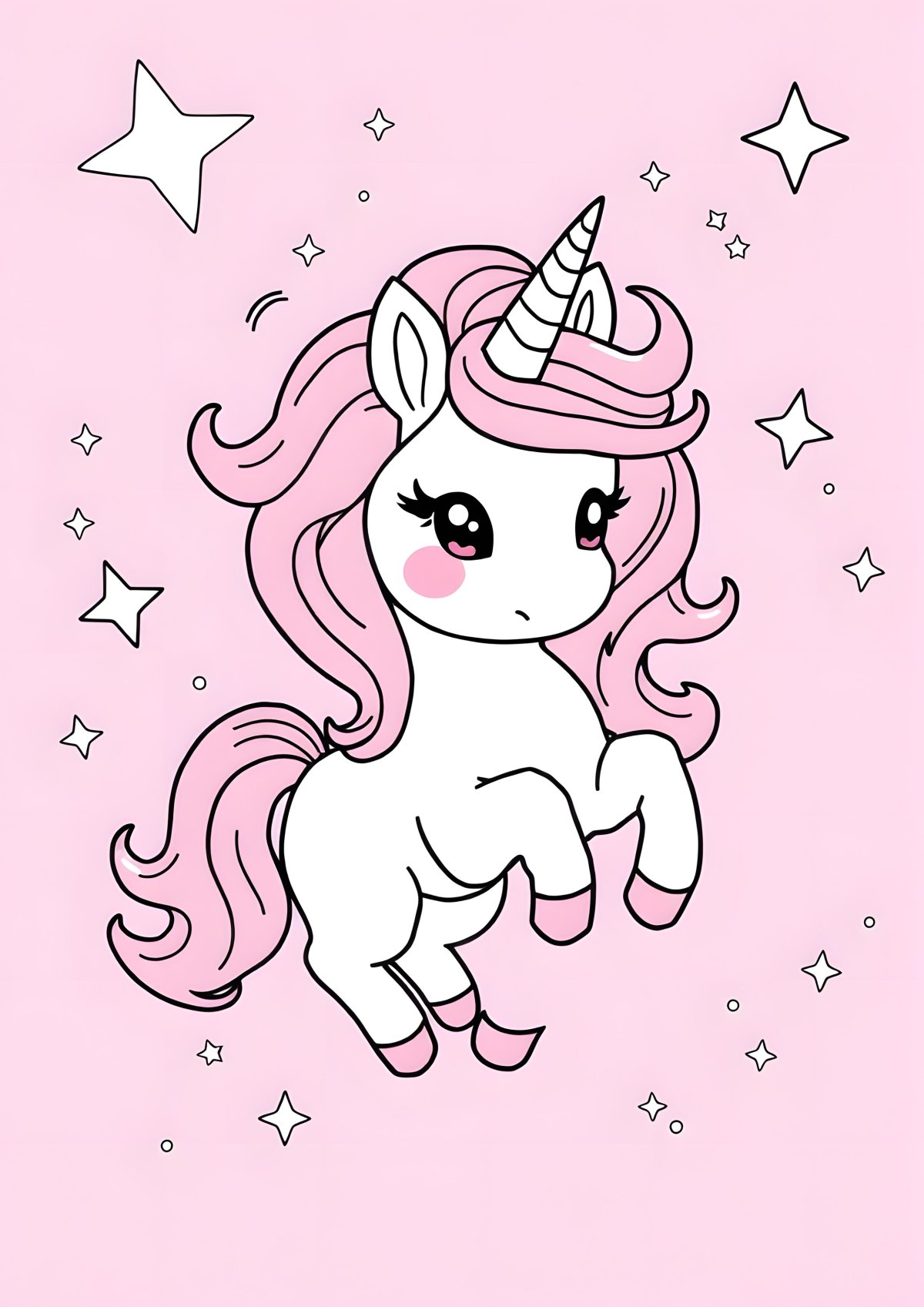 Galaxy Unicorn Cute Pink Fluffy Unicorn Unicorn Coloring Page coloring page for kids