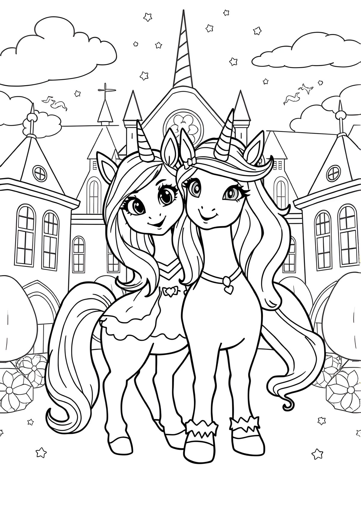 Unicorn Academy Coloring Page Ava And Leaf coloring page for kids