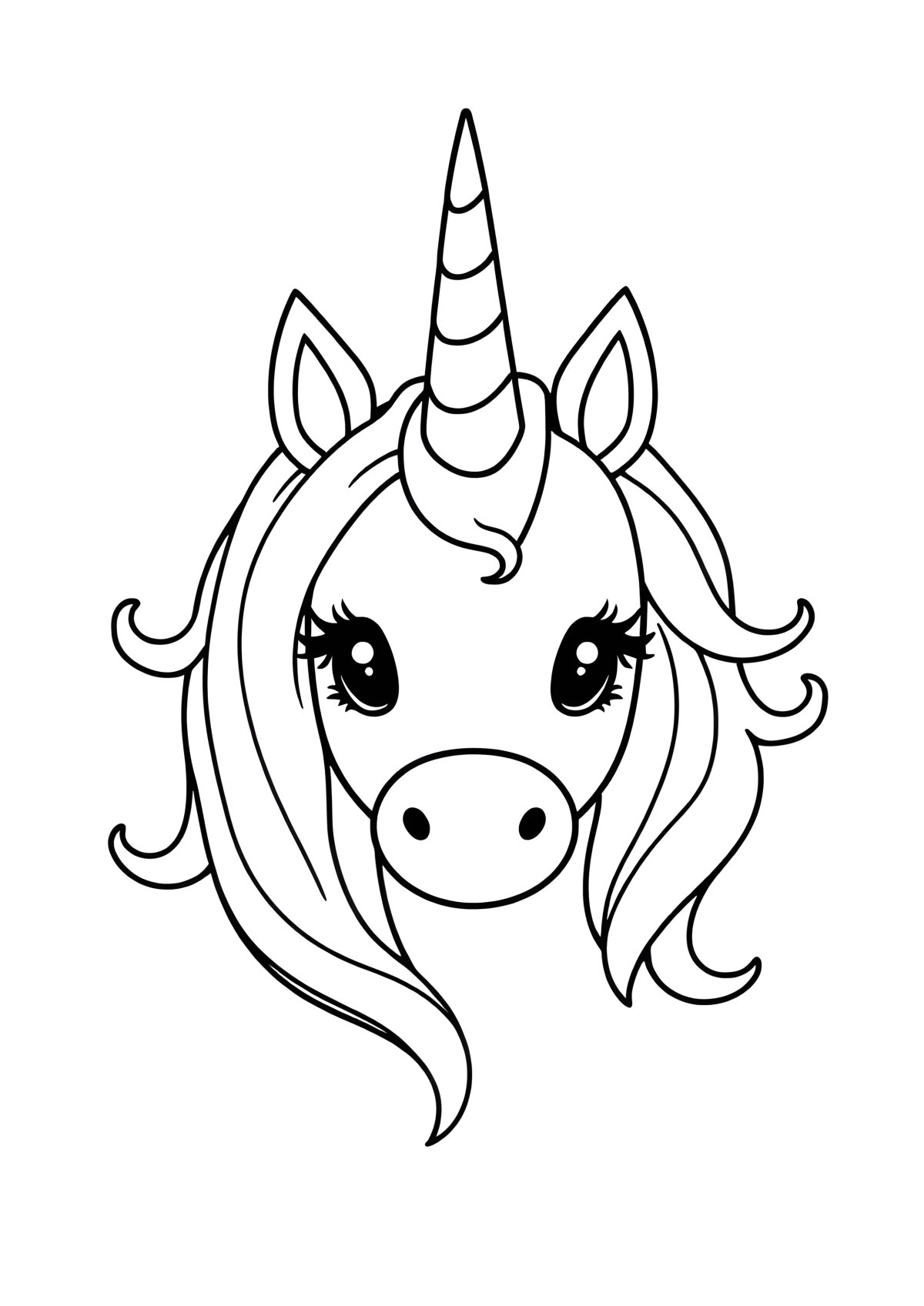 Easy Unicorn Head Coloring Page coloring page for kids