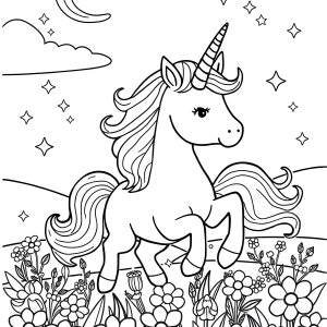 Magic Unicorn Coloring Page coloring page for kids
