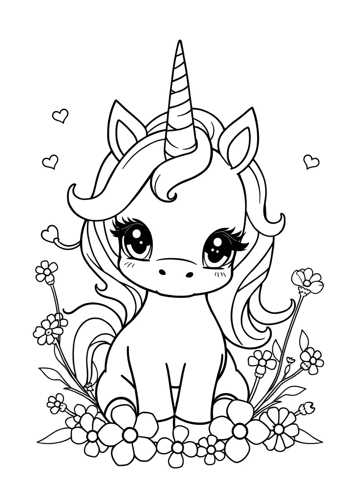 Super Cute Cute Unicorn Coloring Page coloring page for kids