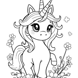 Adorable Unicorn Cute Coloring Page For Kids coloring page for kids