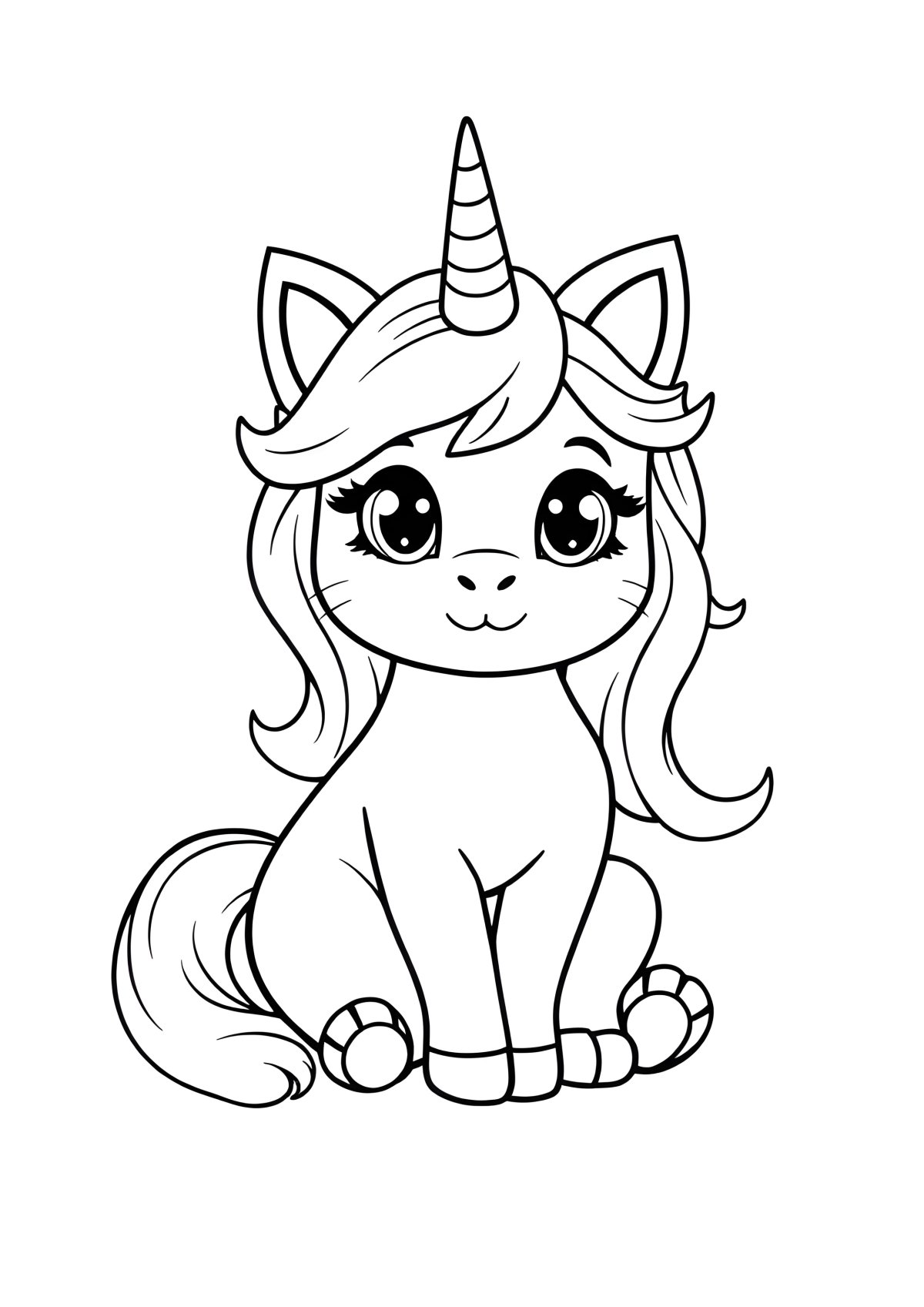 Cute Unicorn Kitty Coloring Page coloring page for kids