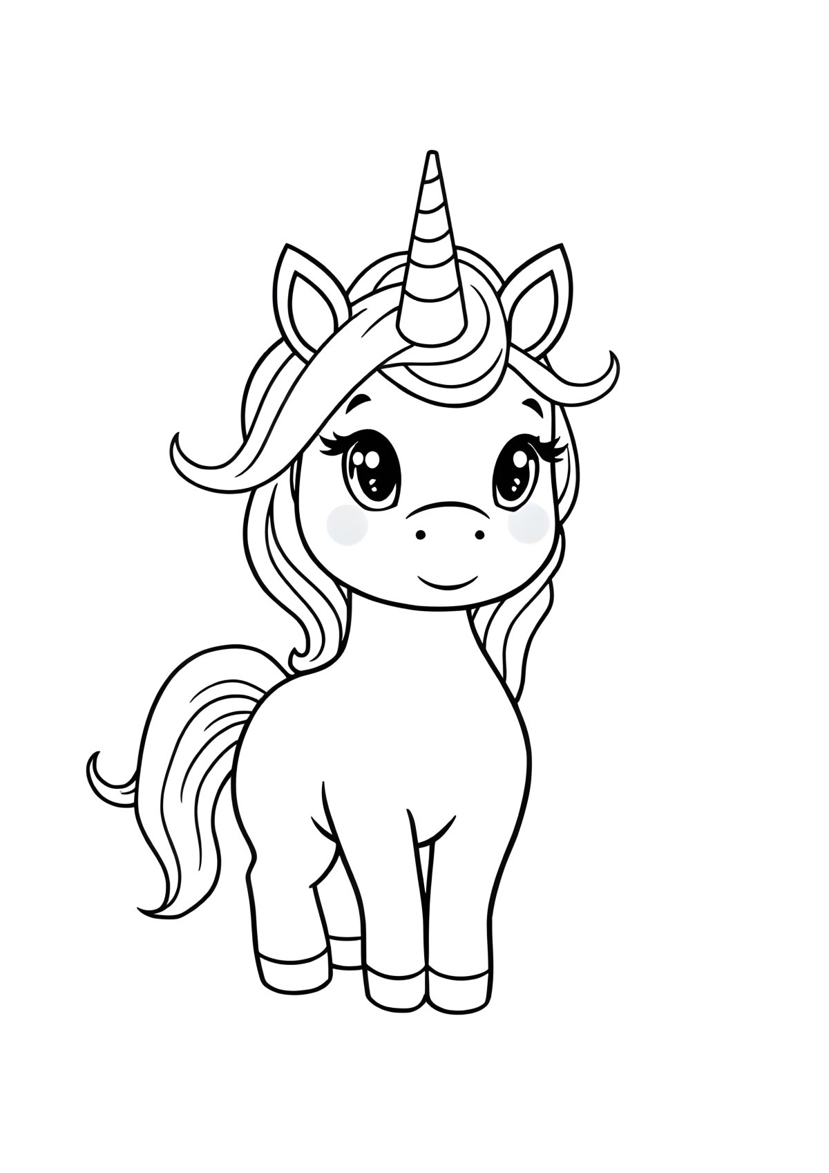 Super Cute Easy Cute Unicorn Coloring Page coloring page for kids