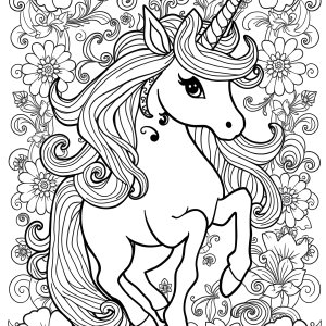 Unicorn Coloring Beautiful Coloring Page For Girls Hard coloring page for kids