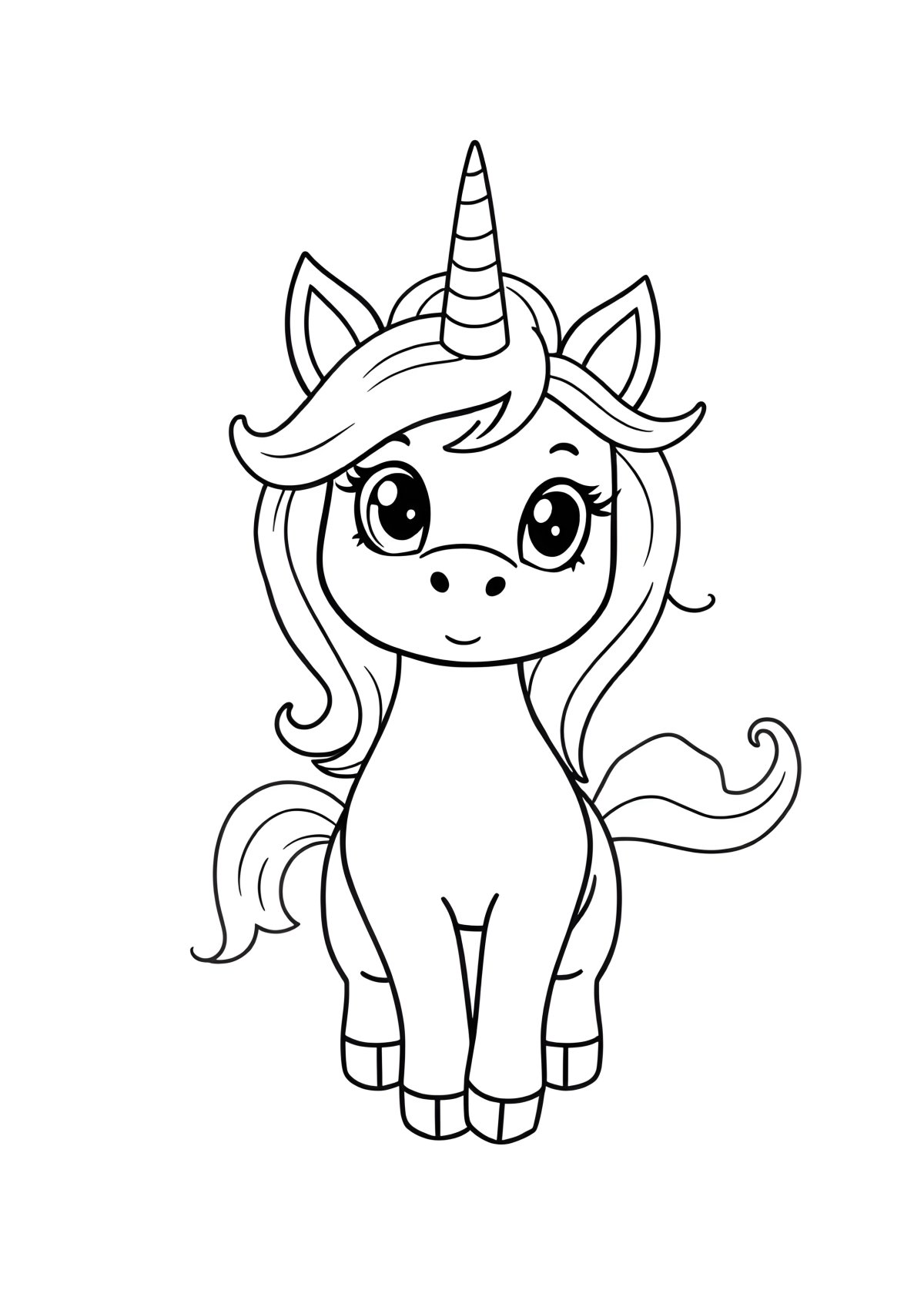 Easy Unicorn Cat Coloring Page coloring page for kids