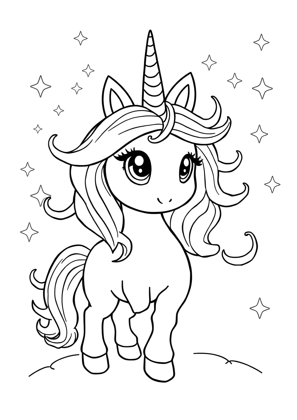 Magical Unicorn Adorable Unicorn Coloring Page coloring page for kids