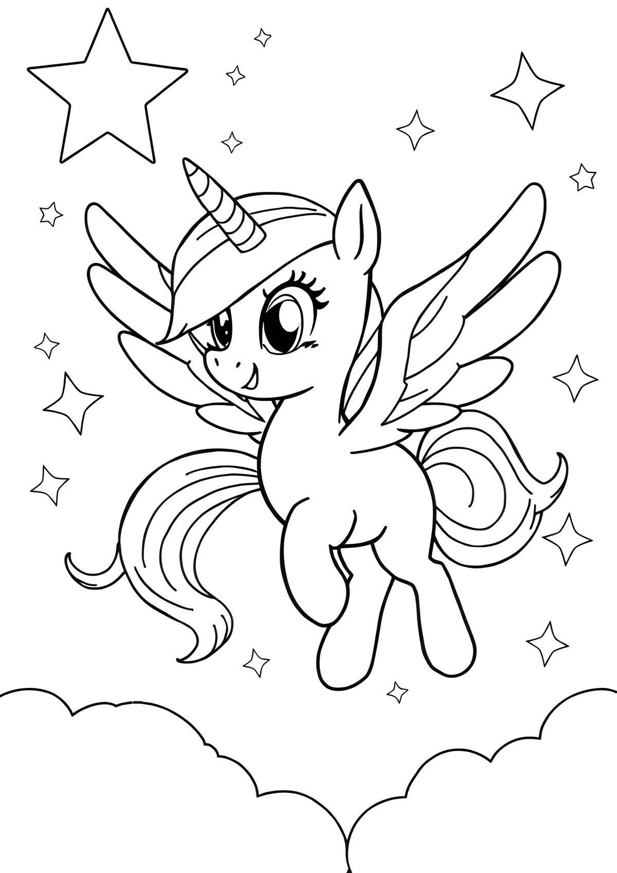 Rainbow Dash Unicorn Coloring Page coloring page for kids