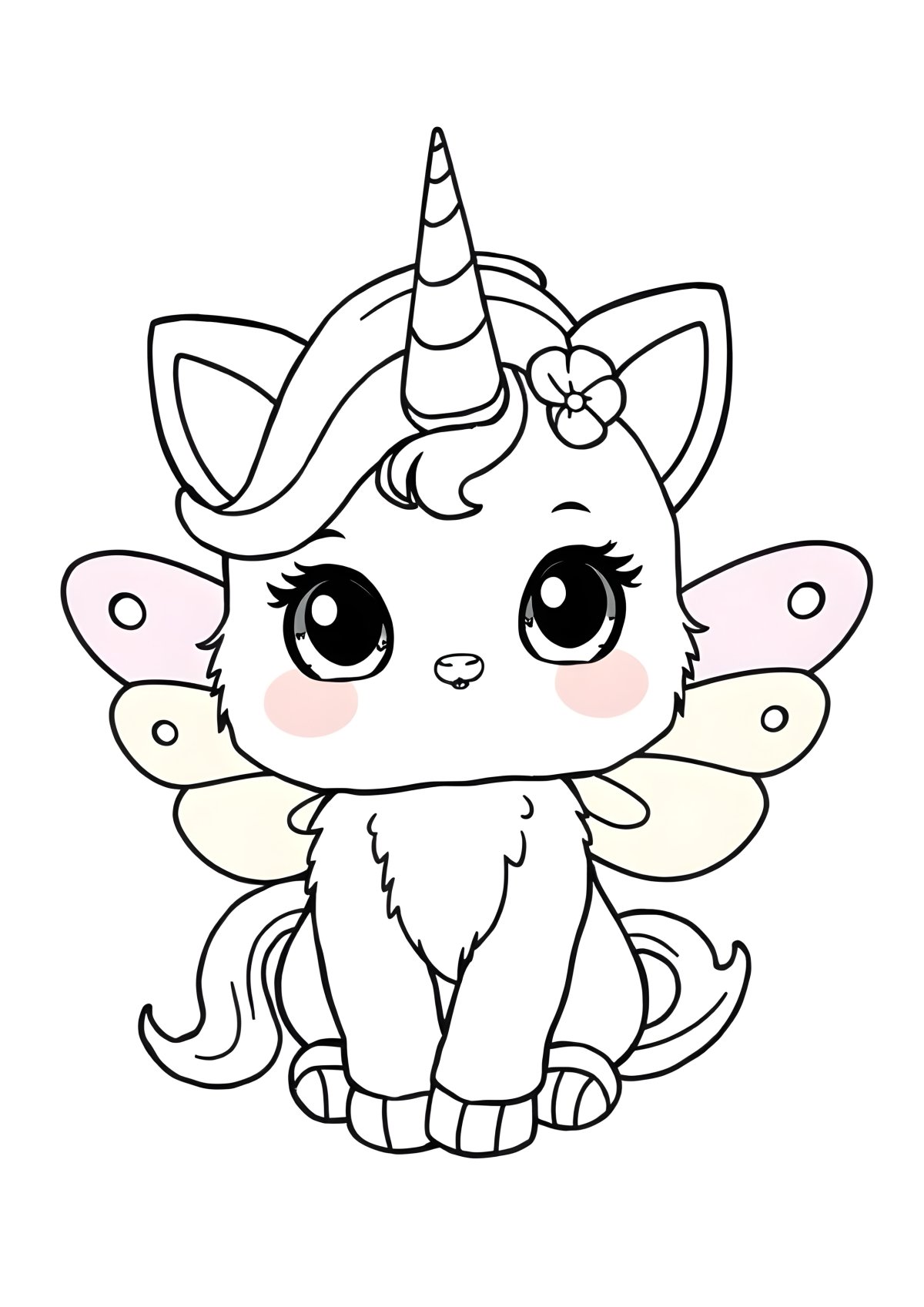 Felicity Rainbow Butterfly Unicorn Kitty Coloring Page coloring page for kids
