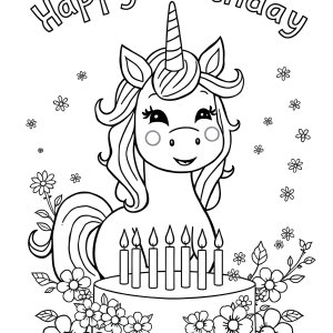 Happy 8Th Birthday Unicorn Coloring Page coloring page for kids