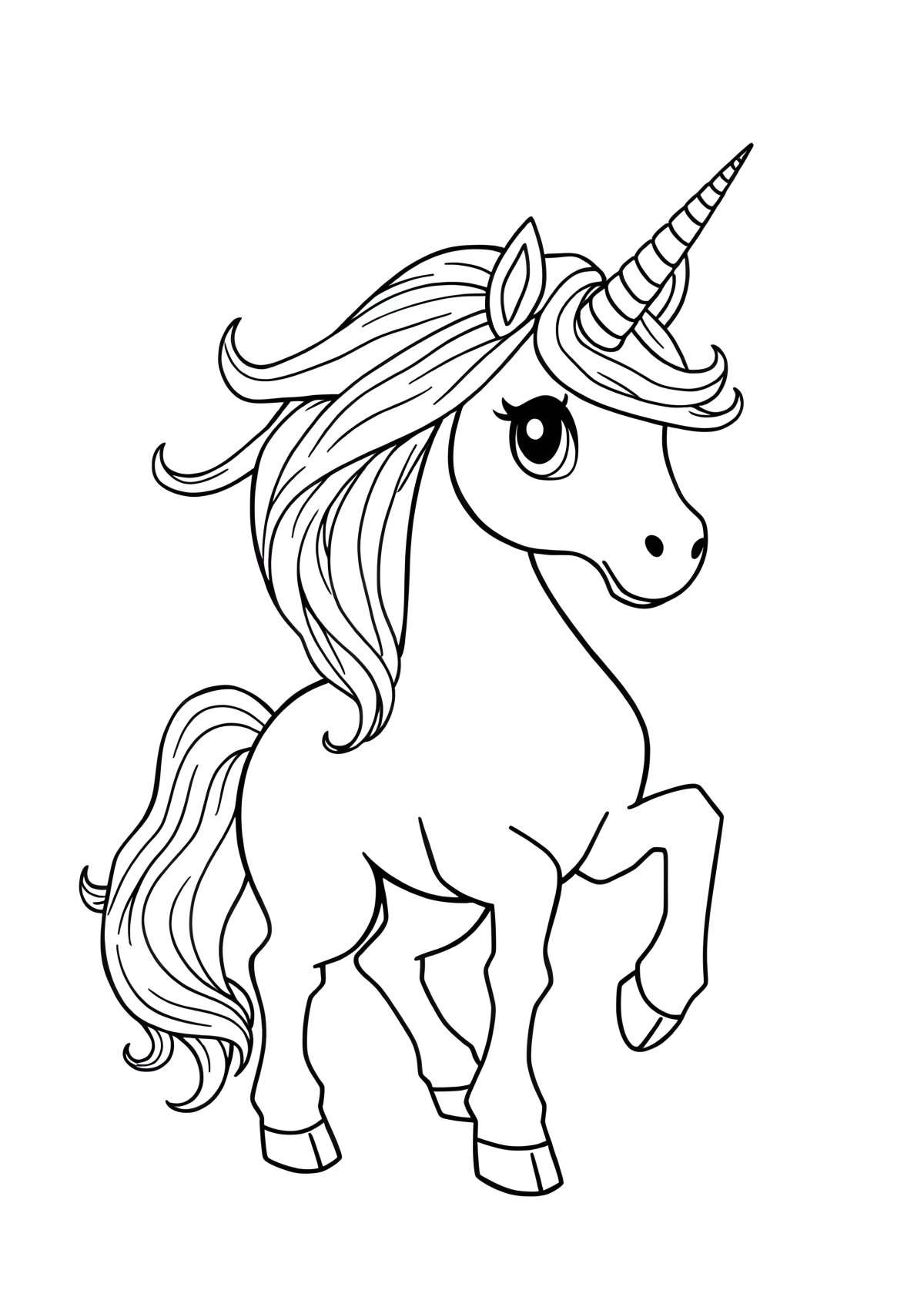 Realistic Mythical Creature Unicorn Coloring Page coloring page for kids