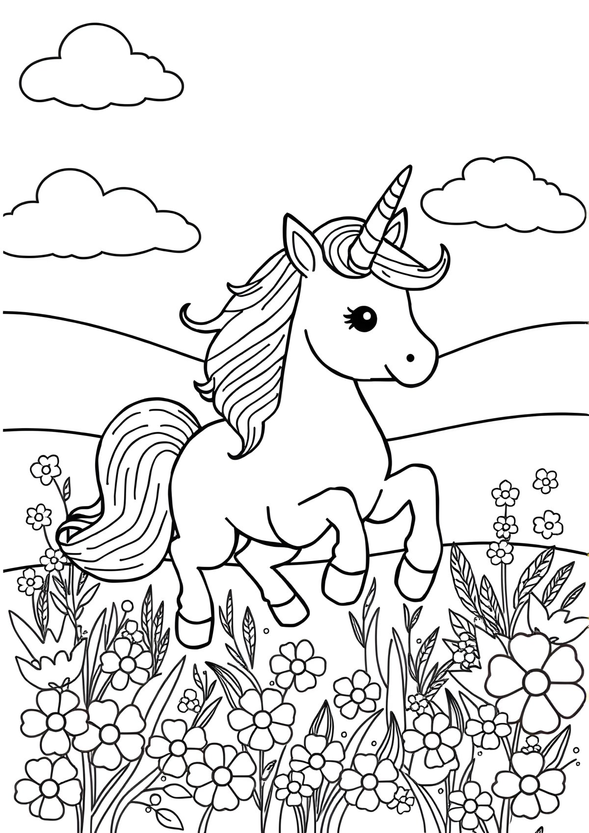Rainbow Printable Kids Unicorn Coloring Page coloring page for kids