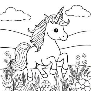 Rainbow Printable Kids Unicorn Coloring Page coloring page for kids