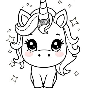 Super Cute Unicorn Galaxy Emoji Cute Kawaii Unicorn Coloring Page coloring page for kids