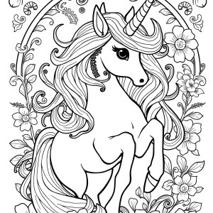 Art Nouveau Unicorn Coloring Page coloring page for kids