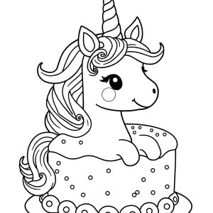 Rainbow Unicorn Cake Coloring Page coloring page for kids