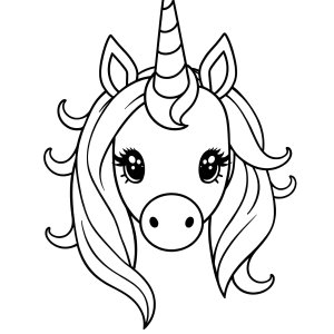Simple Unicorn Head Coloring Page coloring page for kids