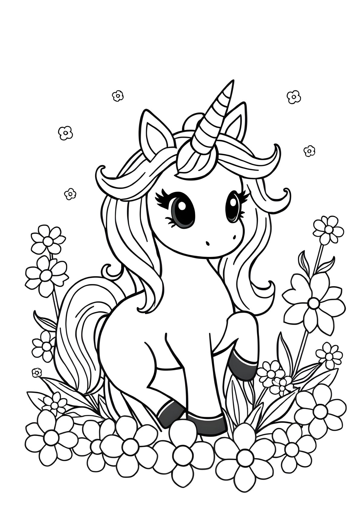 Coloring Page For Girls Cute Unicorn coloring page for kids