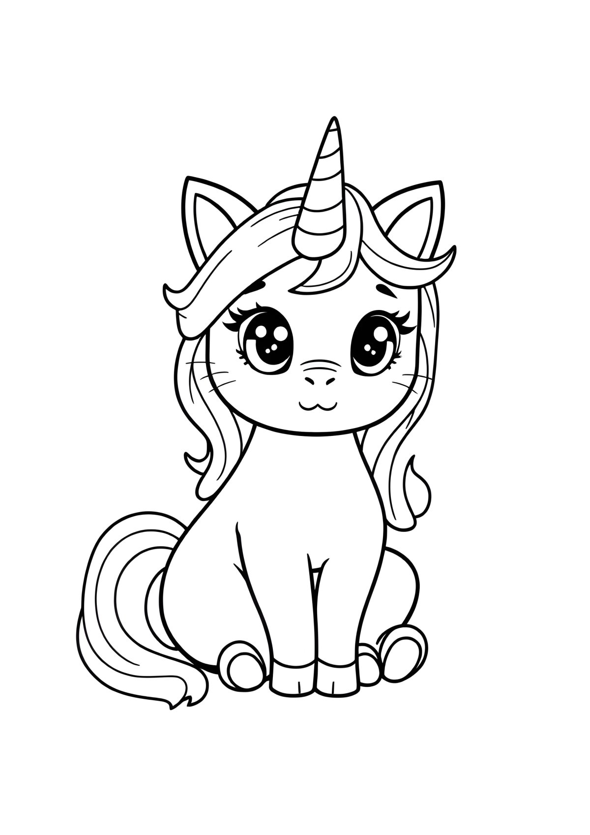 Free Unicorn Kitty Coloring Page coloring page for kids