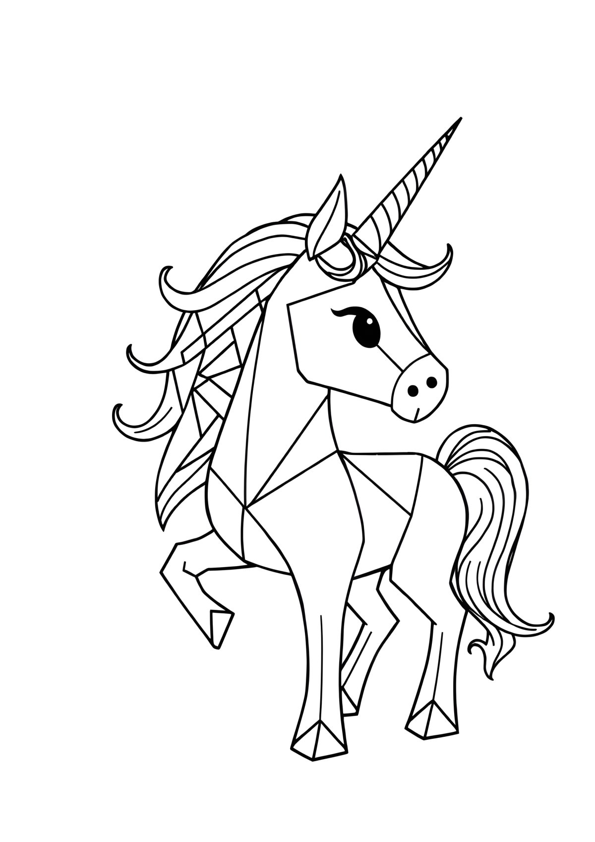 Geometric Unicorn Coloring Page coloring page for kids