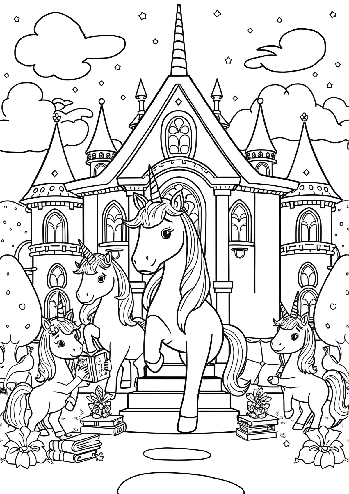 Unicorn Academy Colouring Page coloring page for kids