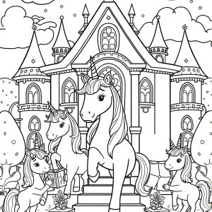 Unicorn Academy Colouring Page coloring page for kids
