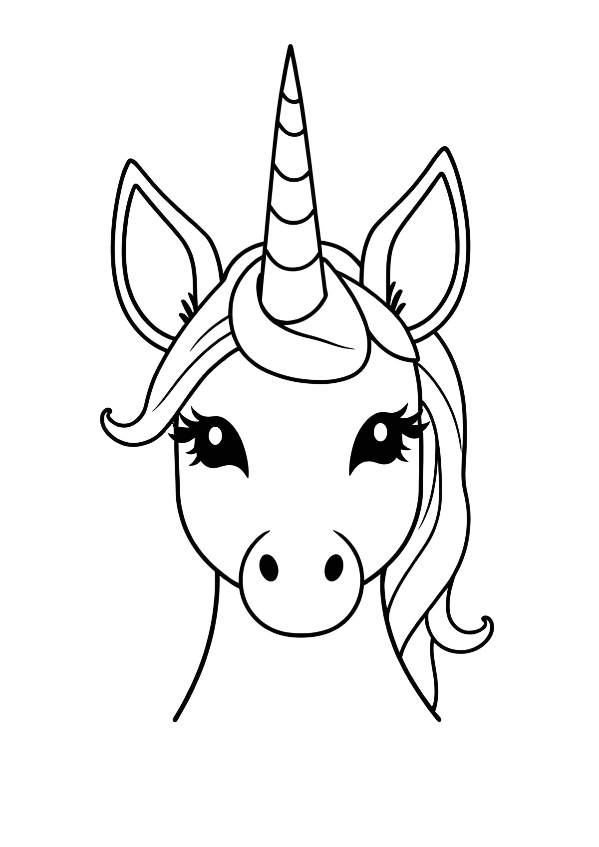 Unicorn Ears Coloring Page coloring page for kids