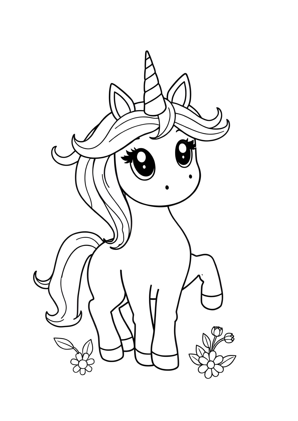 Easy Easy Printable Unicorn Coloring Page coloring page for kids