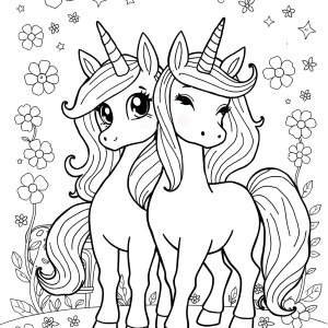 Unicorn Academy Isabel And River Coloring Page coloring page for kids