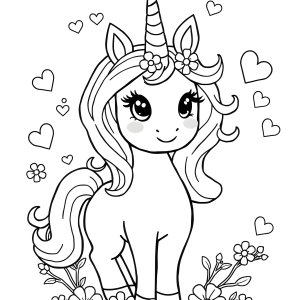 Unicorn Cute Coloring Page For Girls Easy coloring page for kids
