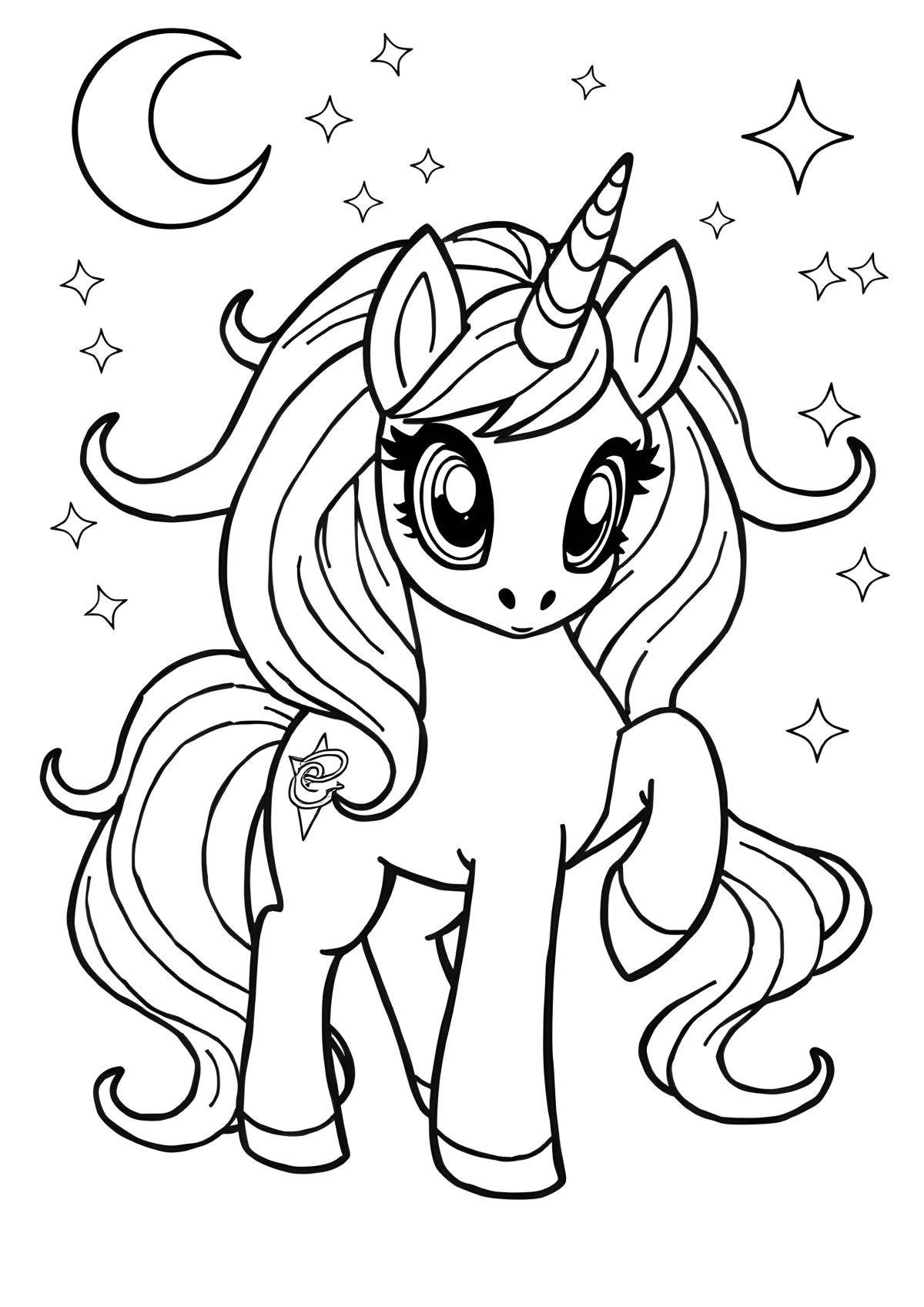 Unicorn My Little Pony Nightmare Moon Coloring Page coloring page for kids