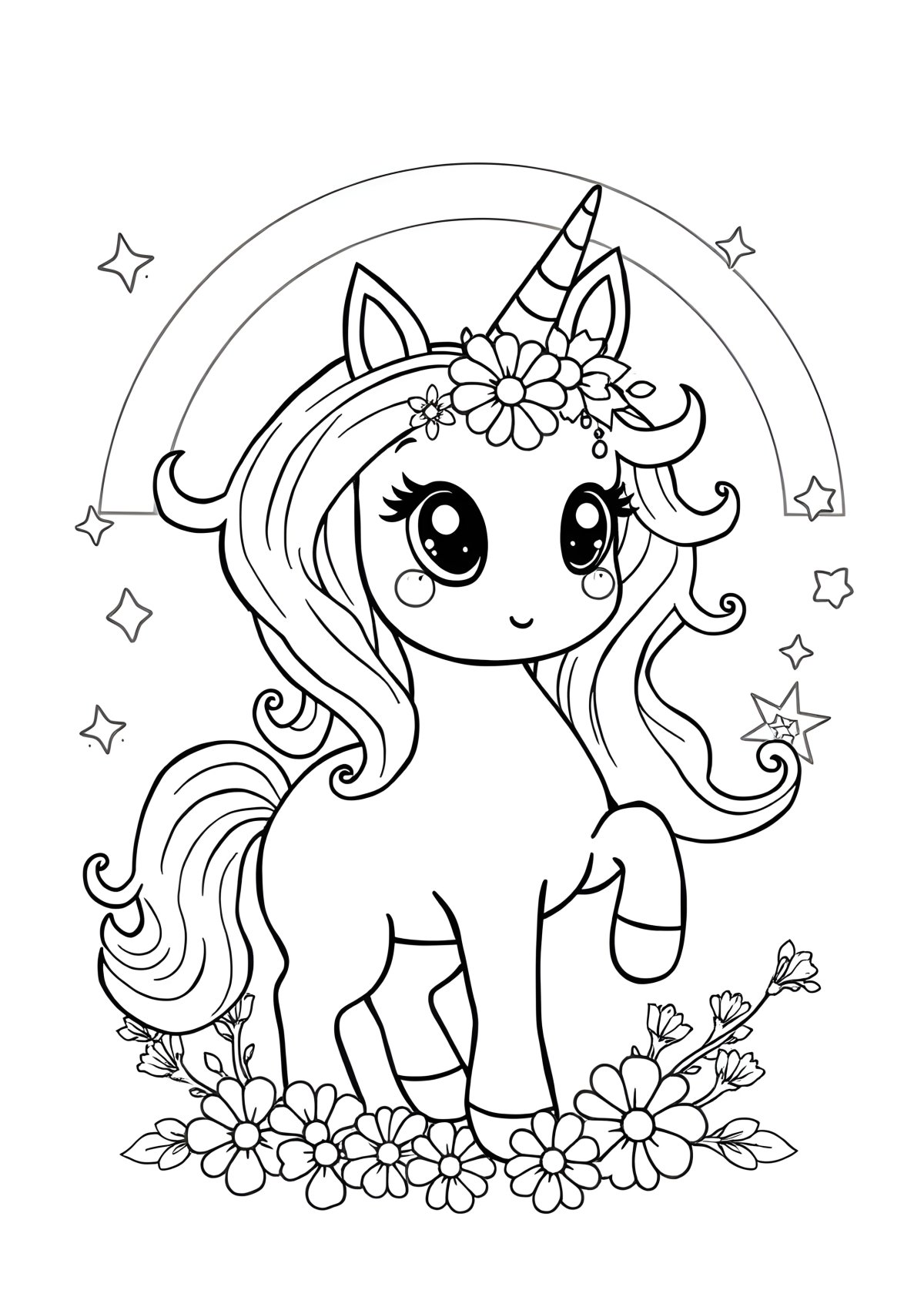 Coloring Sheet Printable Adorable Cute Free Unicorn Coloring Page coloring page for kids