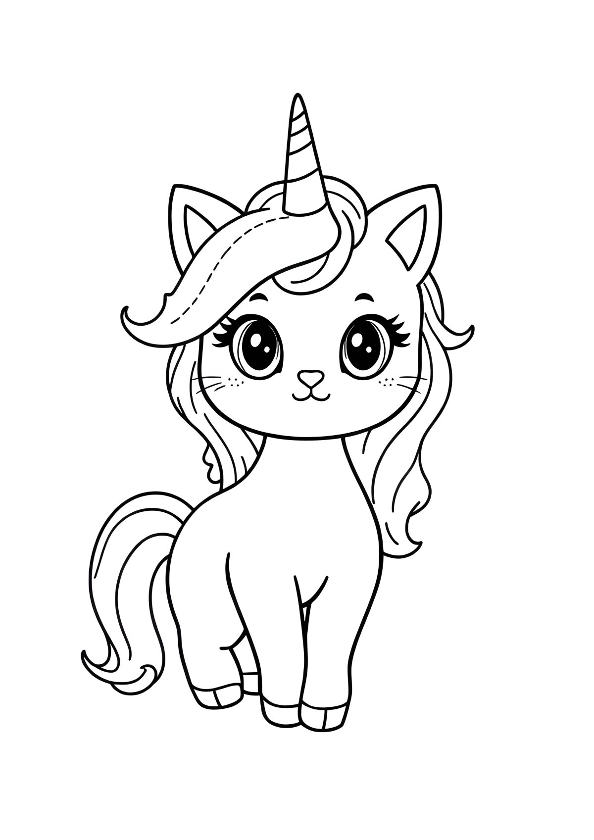 Kitty Unicorn Colouring Page coloring page for kids