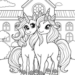 Unicorn Academy Sophia And Wildstar Coloring Page coloring page for kids